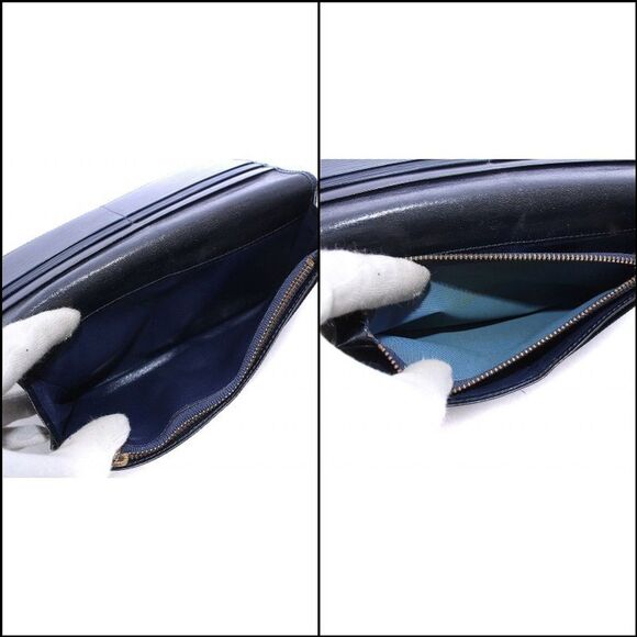 Valentino (Authentic) Navy Blue Epi Leather & Gold Accent Bi-fold Long Wallet - Picture 8 of 8